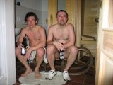 Večerní saunička - součást přípravy na Finsko (Petr, Michal)