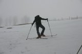 Petr nám předvádí skialpinistickou otočku (určenou pro prudký svah a hluboký sníh)