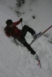 Honza trénuje skialpinistickou otočku v sedě
