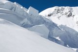 Ledovec Grenzgletscher mezi Monte Rosou a Lyskammem