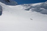 Ledovec Grenzgletscher mezi Monte Rosou a Lyskammem