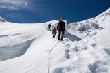 Ledovec Grenzgletscher mezi Monte Rosou a Lyskammem