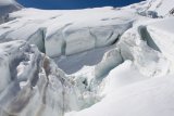 Ledovec Grenzgletscher mezi Monte Rosou a Lyskammem